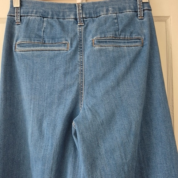 Rachel Roy Wide Leg Flare Sailor Denim Jeans Med Wash Sz 28 - Picture 7 of 12